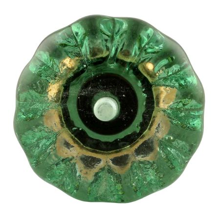 Mint Paneled Sides Glass Wine Stopper in Golden Fitting